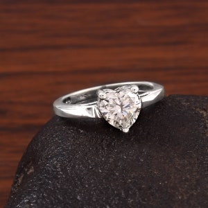 Yellow Moissanite Ring Silver 925 Heart Shaped Moissanite Engagement Ring Heart Ring Gift For Her Silver Ring Lab Diamond Anniversary GIft
