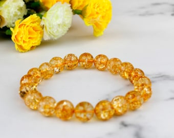 Natuurlijke citrien kralenarmband, onverwarmde edelsteensieraden