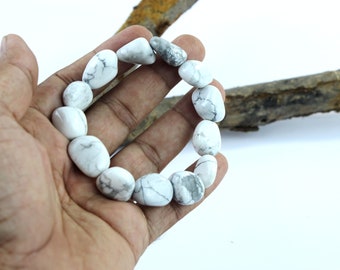 Howlite Tumbled Stone Bracelet: Calming Crystal, Stress Relief
