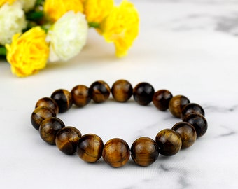 Tiger Eye Gemstone Bracelet: Unisex Healing Crystal Jewelry