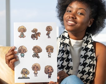 Black Girl Stickers | Sandy Blonde Hair | Sticker Sheet Set | African American Girls | Black Girls Rock Stickers