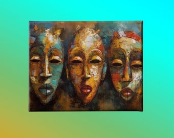 Afrikanische Tribal Masken Leinwand Kunst, ethnische Wanddekoration