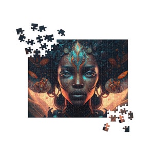 Puzzle princesse guerrière africaine, 11x14 (252 pc) ou 16x20 (520 pc), Puzzle Art, Black Girl Magic Art, Mind Games, Black Queens,