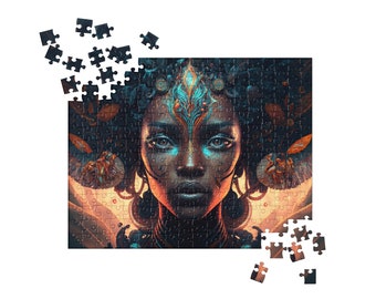 African Princess Warrior Jigsaw Puzzle, 11x14 (252 pc) or 16x20 (520 pc), Puzzle Art, Black Girl Magic Art, Mind Games, Black Queens,