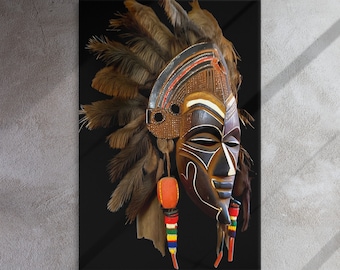 Afrikanische Maske Leinwand, Yoruba Stammeskunst, exotische Wanddekoration