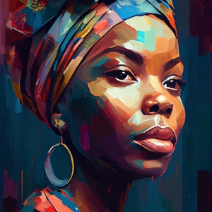 Nina Simone, Jazz Music Legend, Printable Poster up to 16x20, Digital Art Download 300 dpi, jazz club photo download
