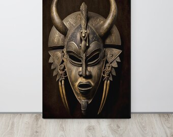 African Tribal Mask Canvas Print, Ceremonial Decor (24x36)