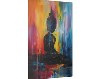Lebendige Essenz: Abstrakte Afrikanische Buddha Leinwand Leinwanddruck - Spirituelle Kunst für Moderne Räume, Matt Leinwand, bis zu 32x48 0.75" dick