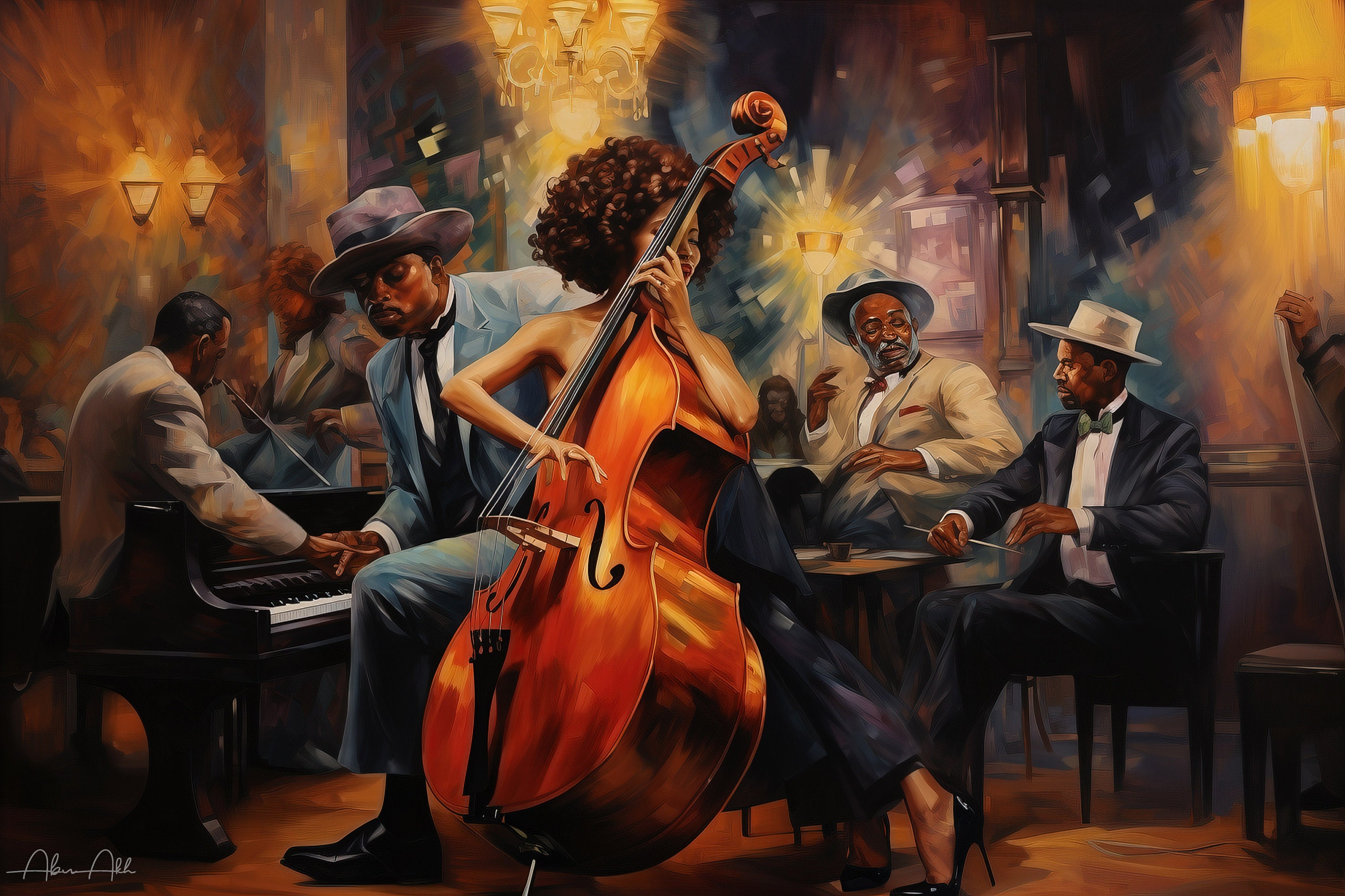 Jazz Band Canvas Art – African American Music, Black Culture Home