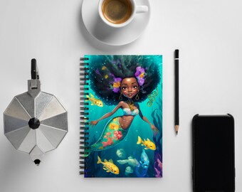 Schwarzes Prinzessin Meerjungfrau Notizbuch | Spiralblock | Black Girl Magic | Schultüten | Lehrerbedarf