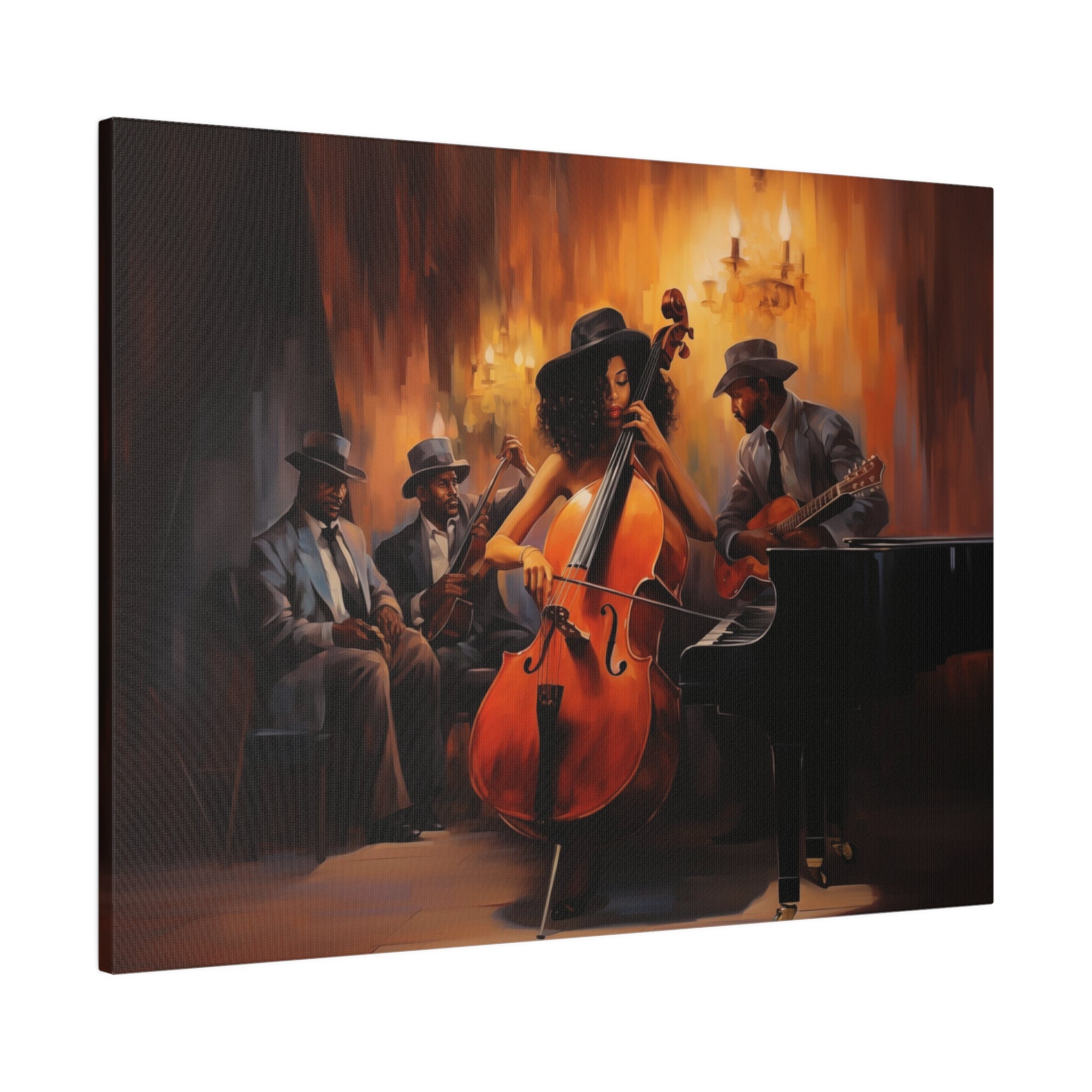 Vibrant Jazz Band Acrylic Art III - Black Culture African American