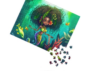 Schwarze Meerjungfrau Puzzle, Exotische Kunst