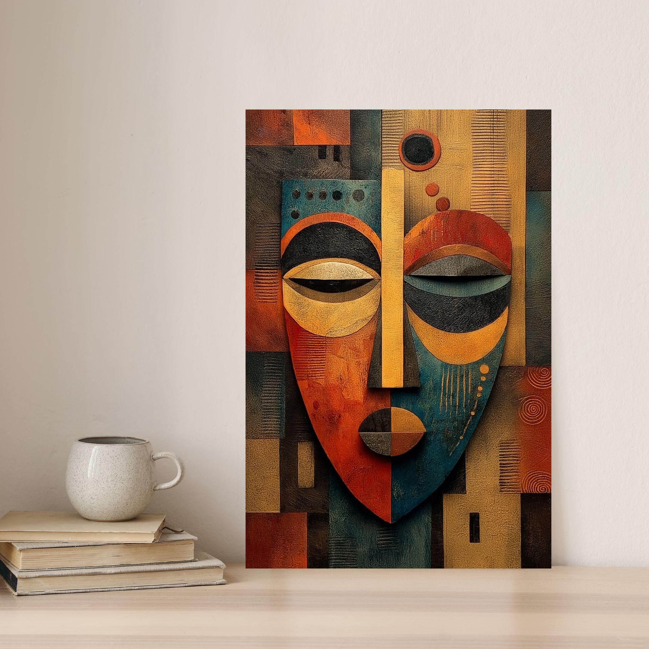 Quadro Su Tela Con Maschera Tribale Africana – 91x61 Cm – Stampe Etniche Moderne Per Soggiorno, Pronte Da Appendere