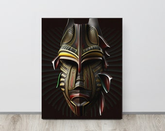 Tribal Chief Maske Leinwanddruck, Afrikanische Wandkunst (40,5x50 cm)