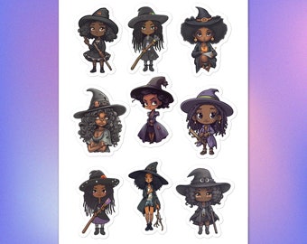 Black Witch Sticker Set | Cute Wiccan Stickers, Witchy Vibes