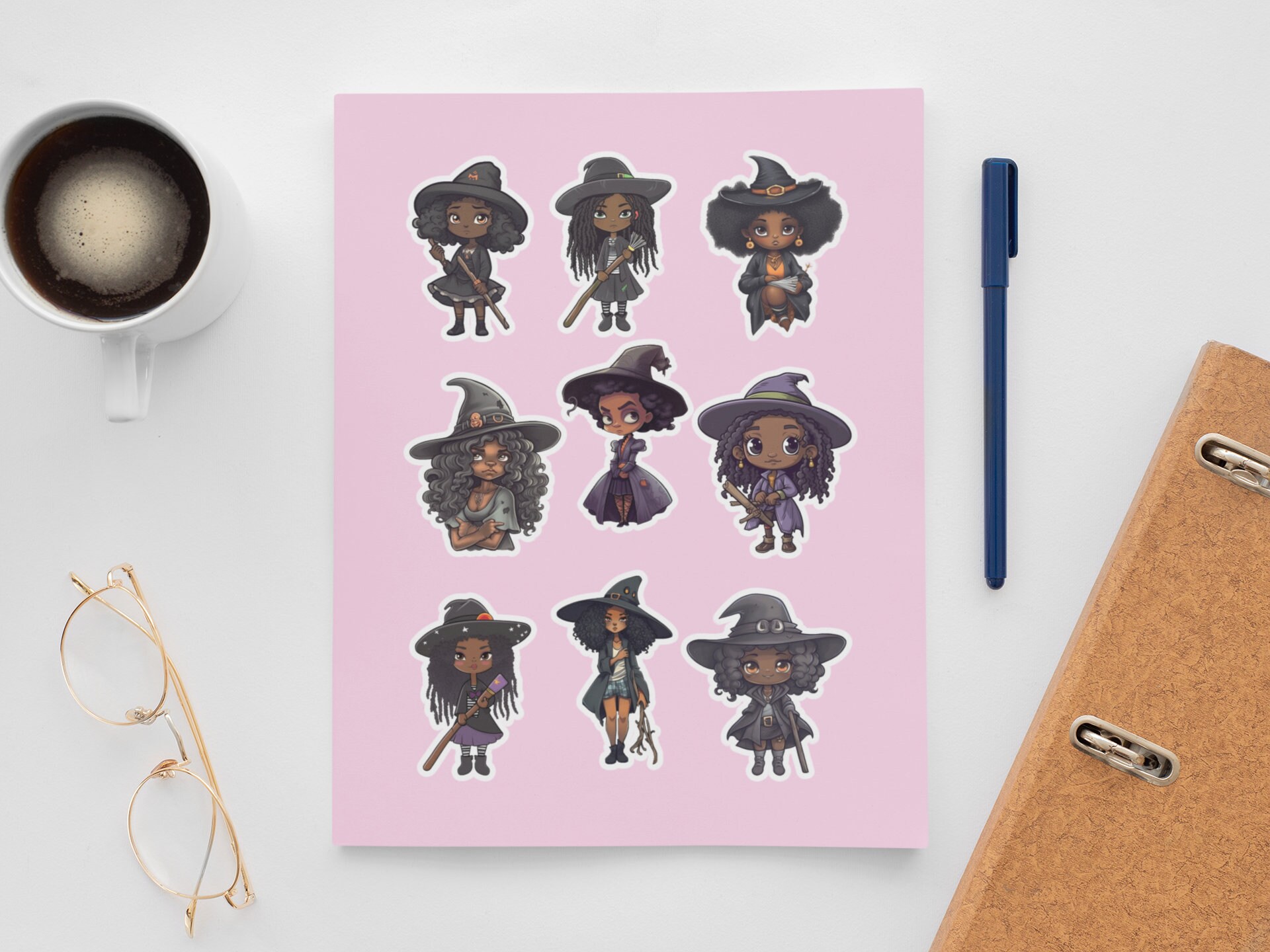 Black Witch Sticker Set | Cute Wiccan Stickers, Witchy Vibes - Etsy