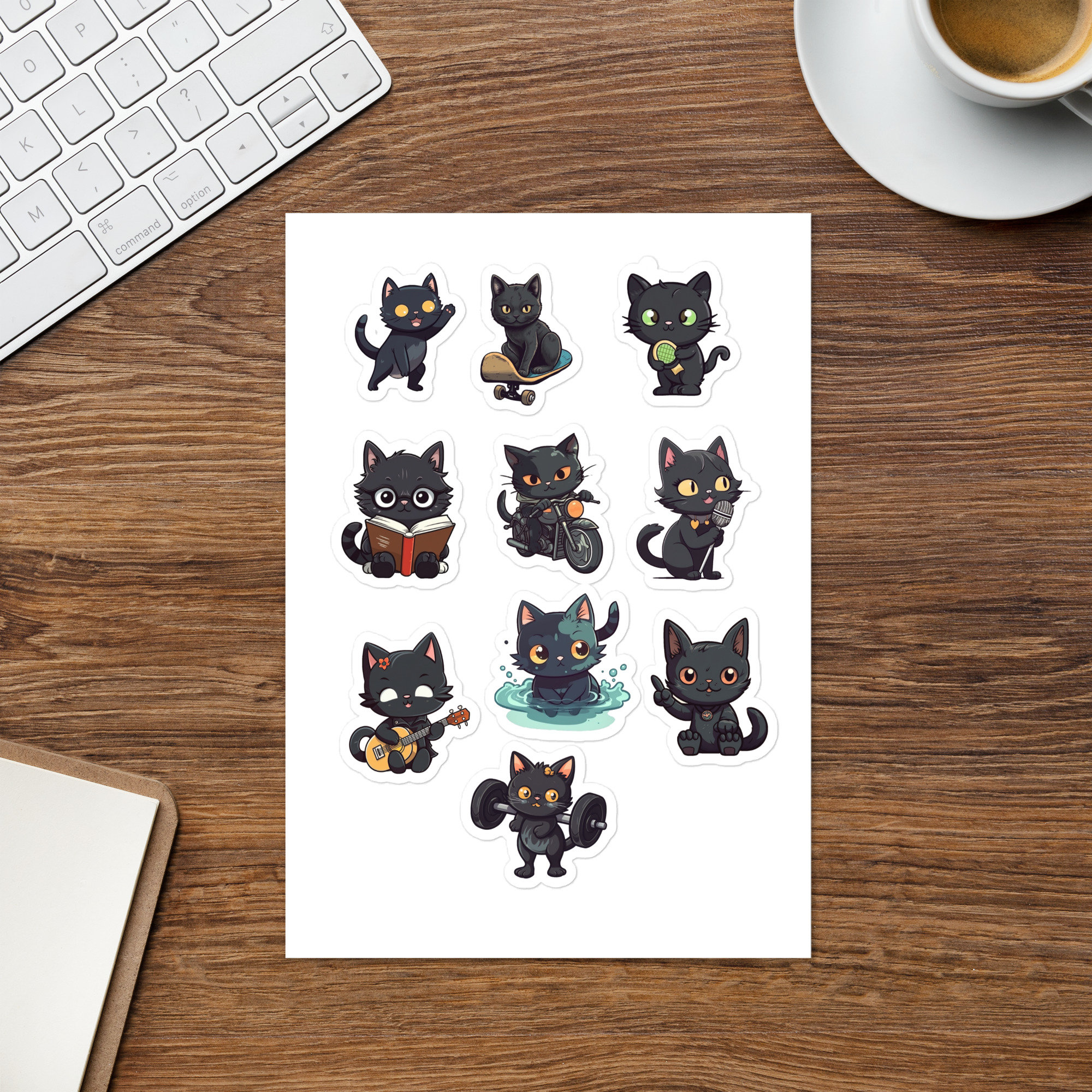 Black Cat Sticker Sheet | Funny Cat Stickers | Black Cat Mom | Cute ...