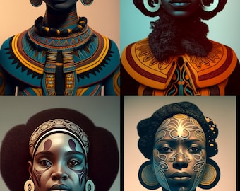 Futuristic African Woman Art Prints, HD Quality (Digital Download)