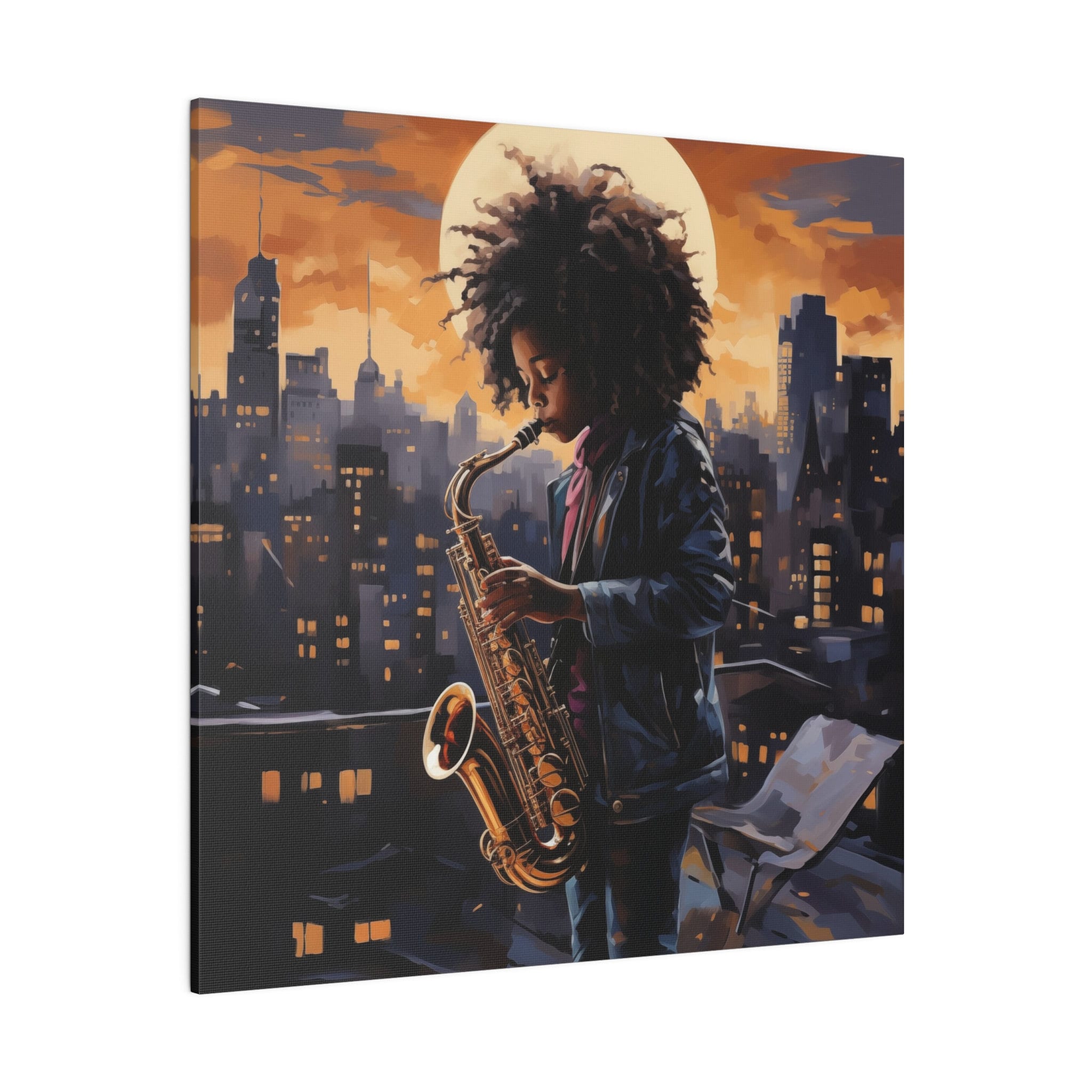 Black Child Saxophone Player, Black Jazz Wall Art, Black Canvas Wall ...