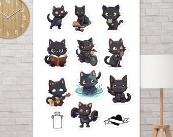 Black Cat Sticker Sheet | Funny Cat Stickers | Black Cat Mom | Cute Cats | We Love Cats Stickers