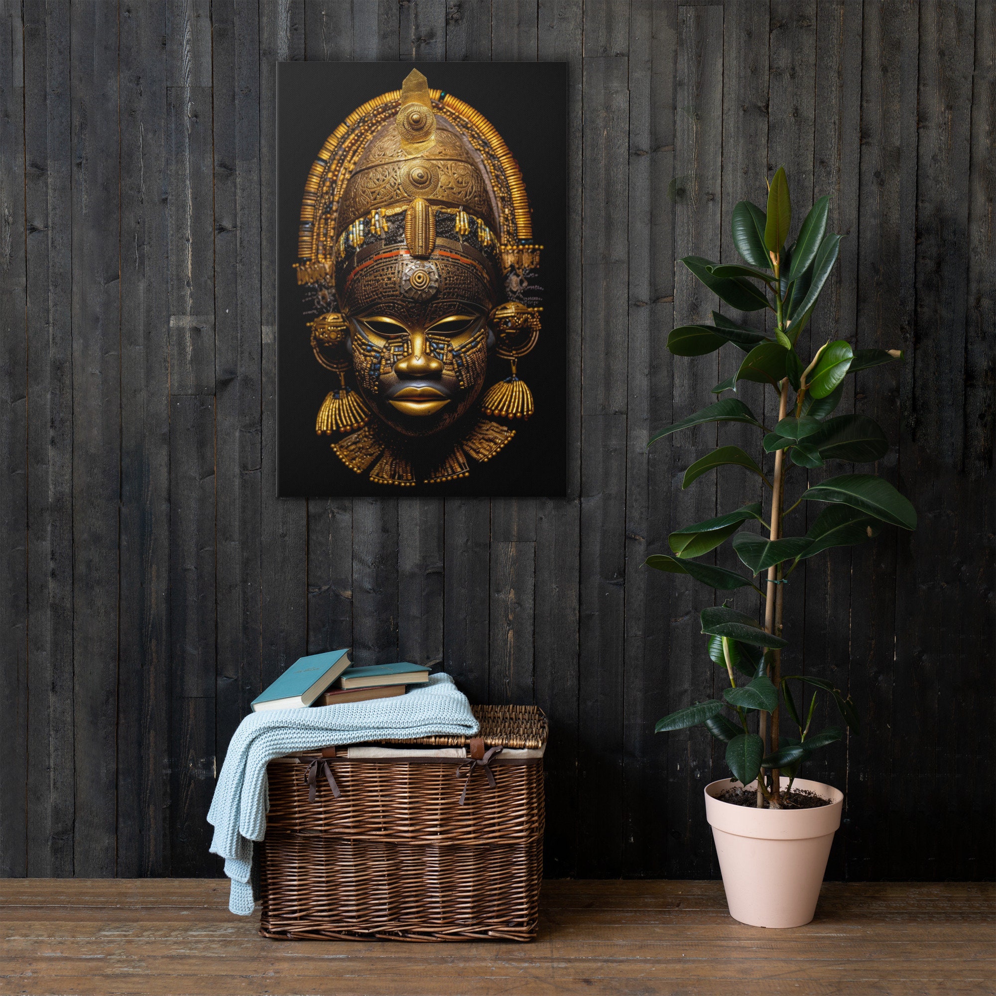 Queen Idia Mask Canvas, Gold African Art Print - Etsy