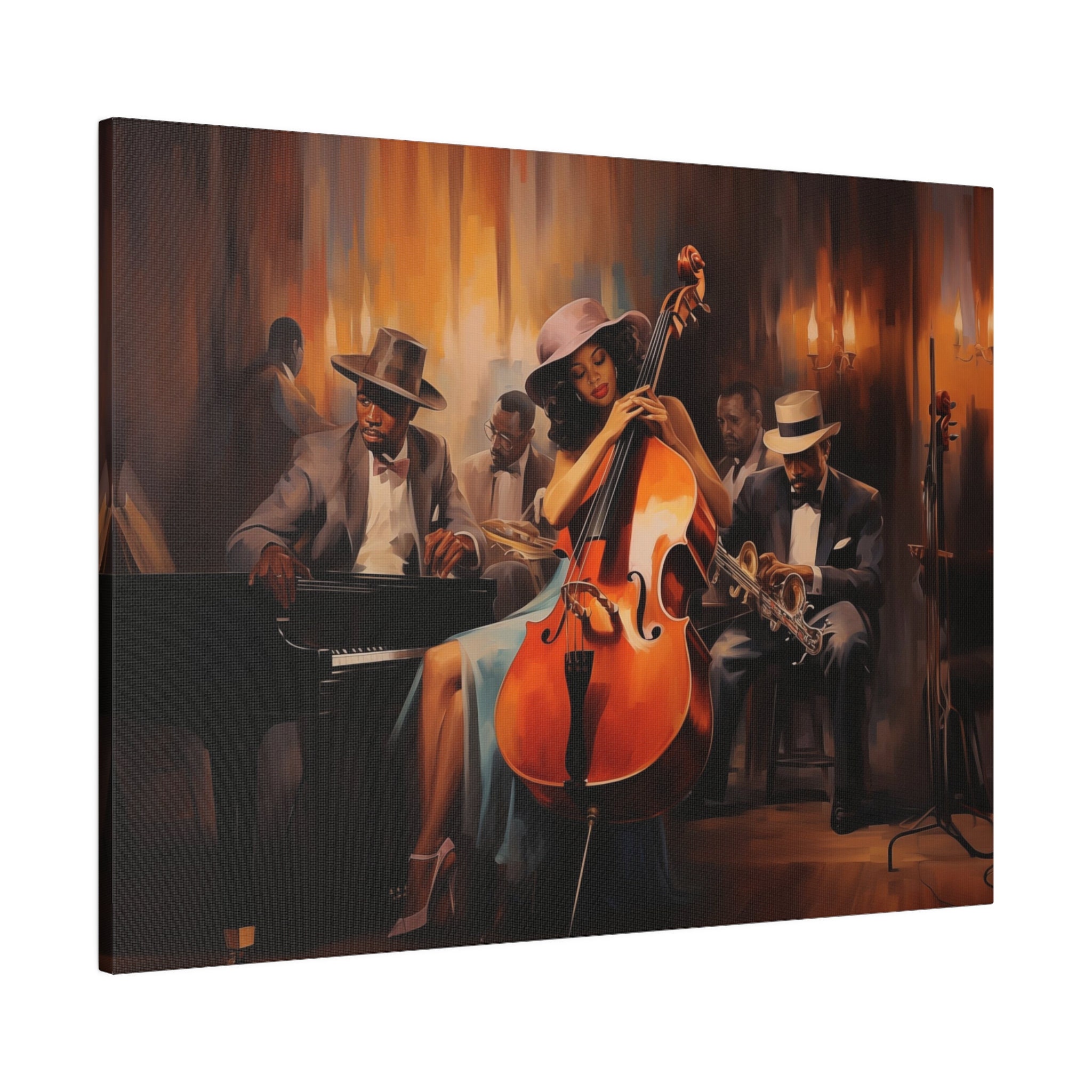 Vibrant Jazz Band Acrylic Art II - Black Culture, African American