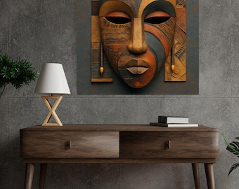 Architect of Ancestry – Abstract African Mask Canvas Afrocentric Wall Art