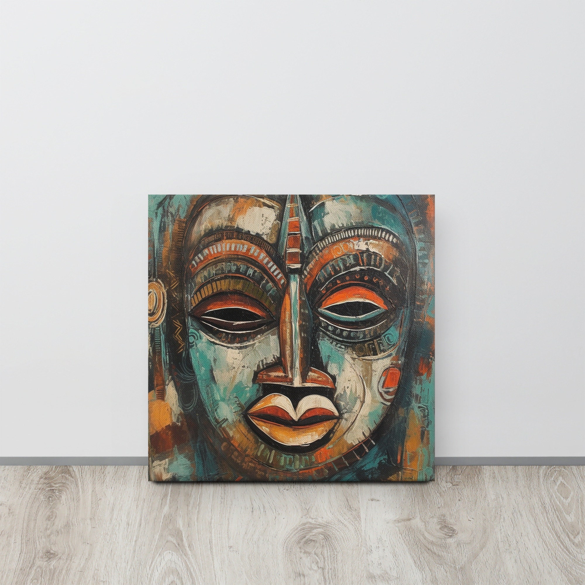 Tribal Mask on Canvas | African American Art | 12x12 or 16x16