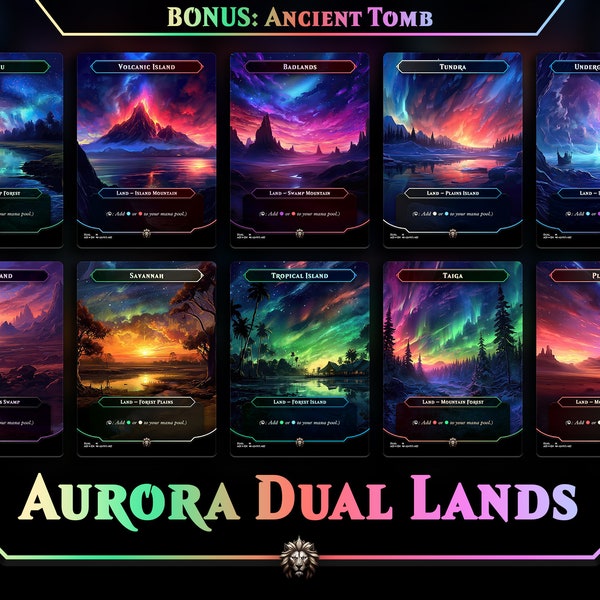 Aurora Dual Lands + Ancient Tomb + Tokens / Custom Magic Cards, Premium MTG Proxy Cards, Commander Proxy
