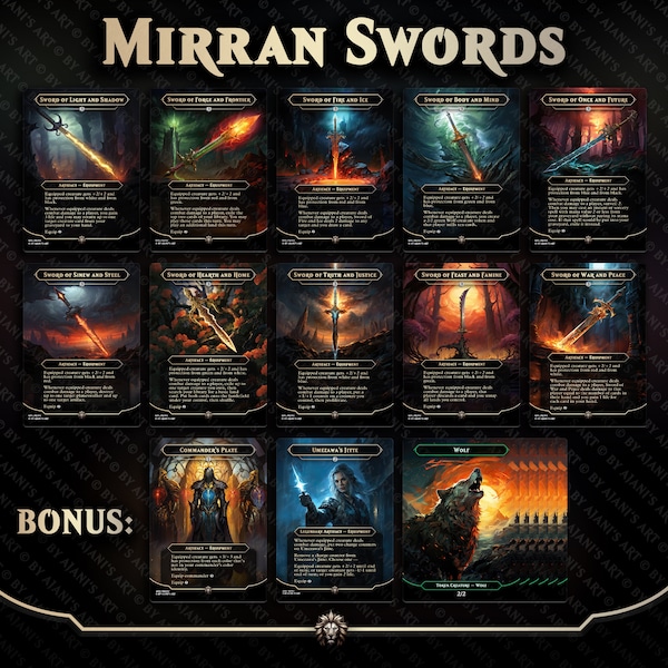 Mirran Swords + Commander's Plate + Umezawa's Jitte + Wolf Tokens ••• Custom Magic Cards, Premium MTG Proxy Cards, Commander Proxy