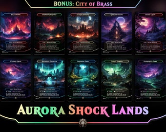 Moon Shock Lands + City of Brass + Treasure Tokens ••• Custom Magic Cards, Premium MTG Proxy Cards, Commander Proxy