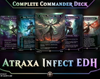 Atraxa Infect Commander Deck 3.0 + 8 Bonus Cards ••• Custom Magic Cards, Premium MTG Proxy Cards, Complete EDH Deck