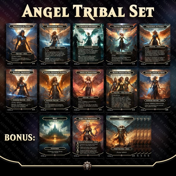 Angel Tribal + Moat + Serra the Benevolent + Emblem + Angel Tokens ••• Custom Magic Cards, Premium MTG Proxy Cards, Commander Proxy