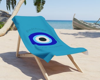 Nazar Eye Turkish Throw,  Beach Towel, special design muslin cotton hand loomed summer throw/towel (30 in x 60 in), gift for her