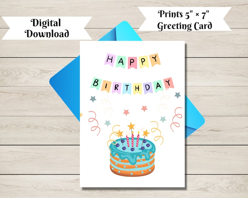 Printable Birthday Card Instant Download Birthday Card Happy Birthday Printable Birthday Card Instant Download Birthday Card Happy Birthday