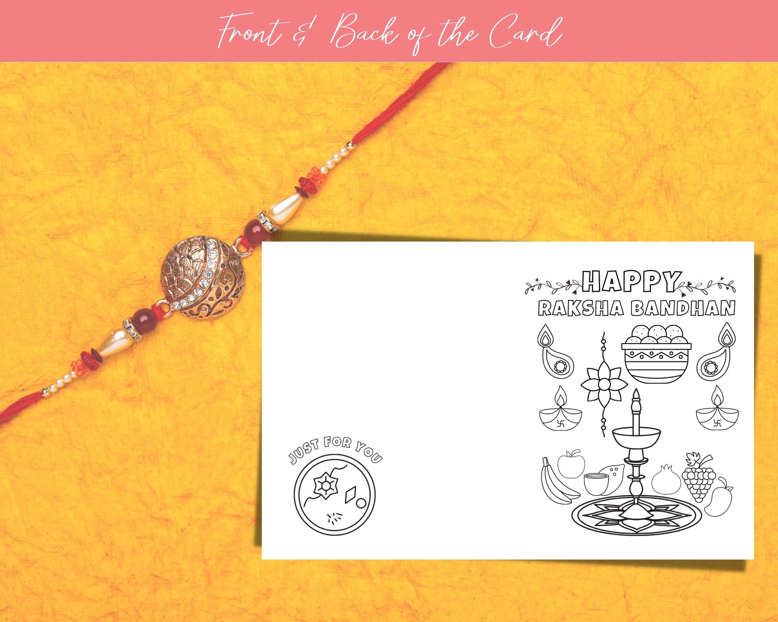 2 Printable Coloring Raksha Bandhan Cards | 2 Raksha Bandhan Cards ...