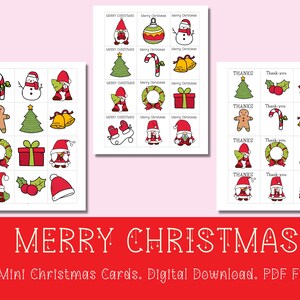 36 Mini Biglietti di Natale / Download Digitale Mini Biglietti di Natale / Set di 36 Mini Etichette Natalizie / Mini Biglietti di Natale Stampabili