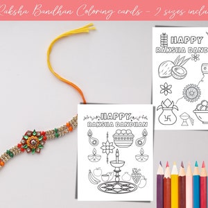 2 Printable Coloring Raksha Bandhan Cards | 2 Raksha Bandhan Cards ...