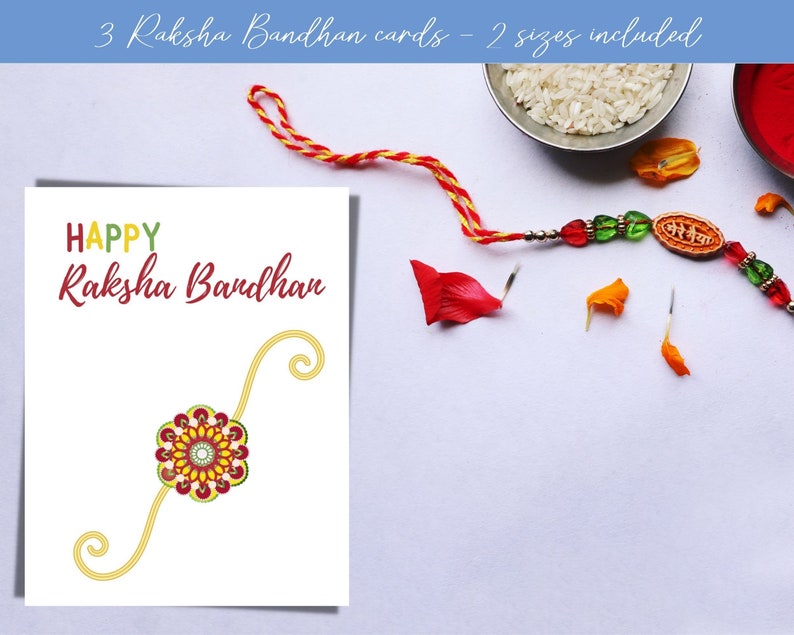 3 Printable Raksha Bandhan Cards | 3 Raksha Bandhan Cards | Instant Download Raksha Bandhan ...