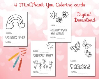 PRINTABLE Thank You Coloring Cards | Color Your Own Thank You Card ...