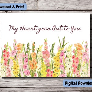 Carte de sympathie imprimable | Cartes de sympathie à imprimer | Désolé pour votre perte | Carte de sympathie | carte de condoléances | Fleurs, Fleurs