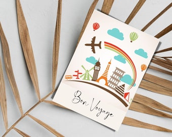 Printable Bon Voyage Card: Travel Theme (Digital Download)