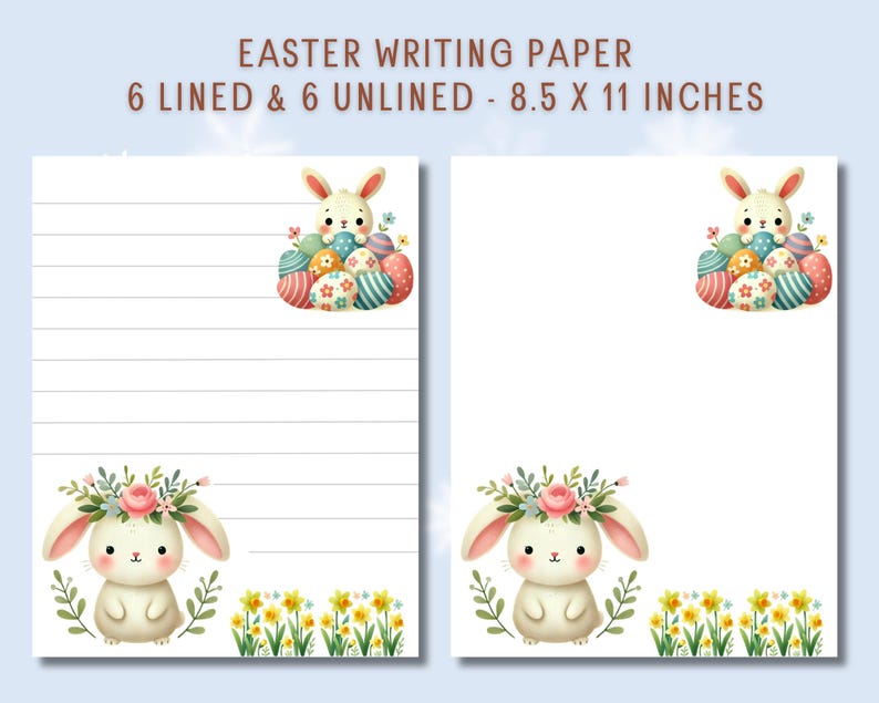 Easter Stationery: Lined & Unlined Writing Paper (PDF) - Etsy