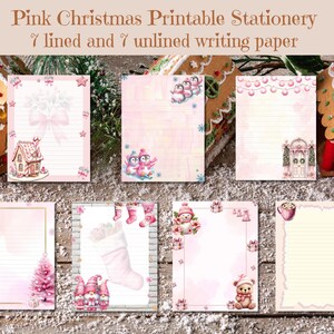 Pink Christmas Stationery: Lined & Unlined Writing Paper (Digital Download)