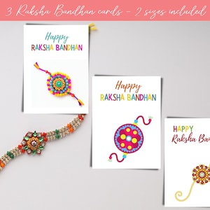 3 Printable Raksha Bandhan Cards | 3 Raksha Bandhan Cards | Instant Download Raksha Bandhan ...