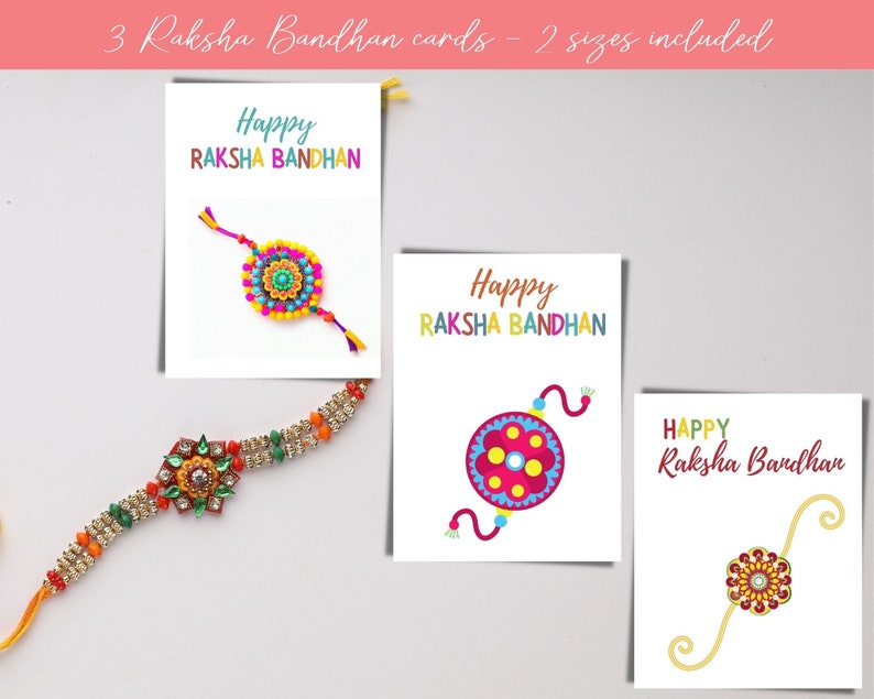 3 Printable Raksha Bandhan Cards | 3 Raksha Bandhan Cards | Instant Download Raksha Bandhan ...
