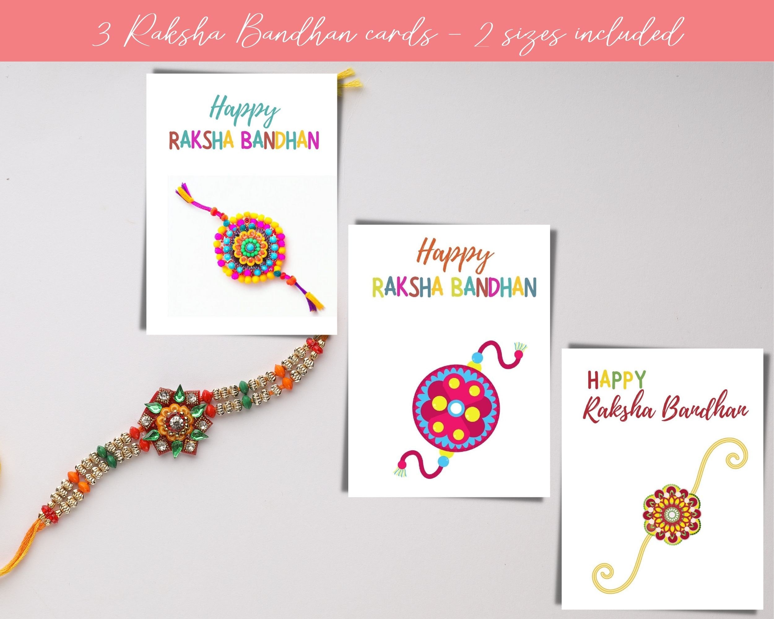 3 Printable Raksha Bandhan Cards | 3 Raksha Bandhan Cards | Instant ...