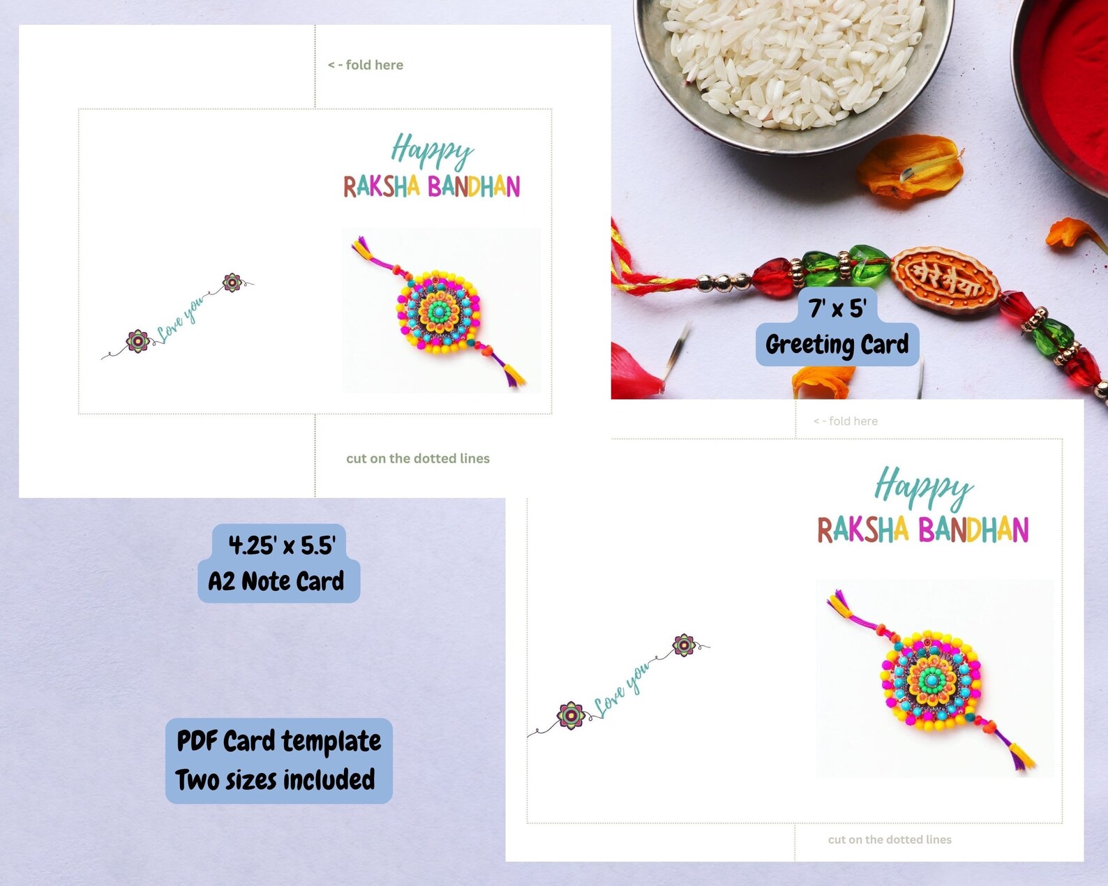 3 Printable Raksha Bandhan Cards | 3 Raksha Bandhan Cards | Instant Download Raksha Bandhan ...