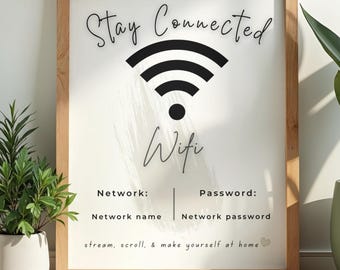 WiFi Password Sign Printable | Editable Canva Template | Airbnb Vacation Rental Guest Info | VRBO Short Term Rental | Host Gift