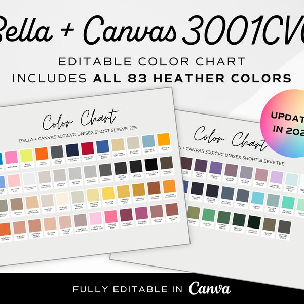Bella Canvas 3001cvc Color Chart Etsy